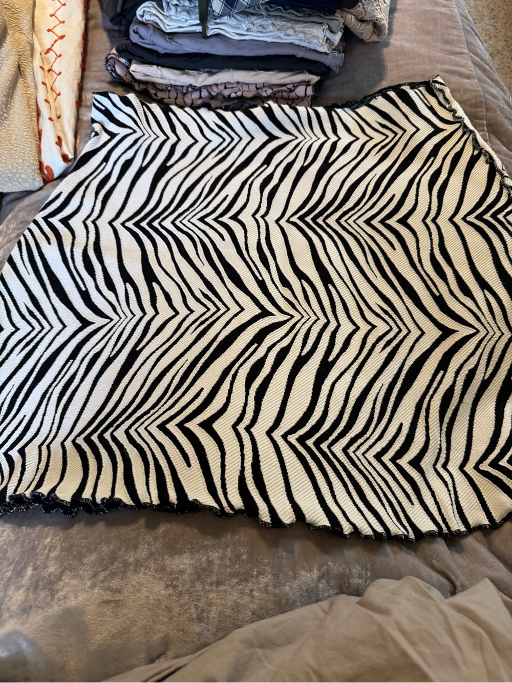 Zebra-Print Black and White Circle Skirt